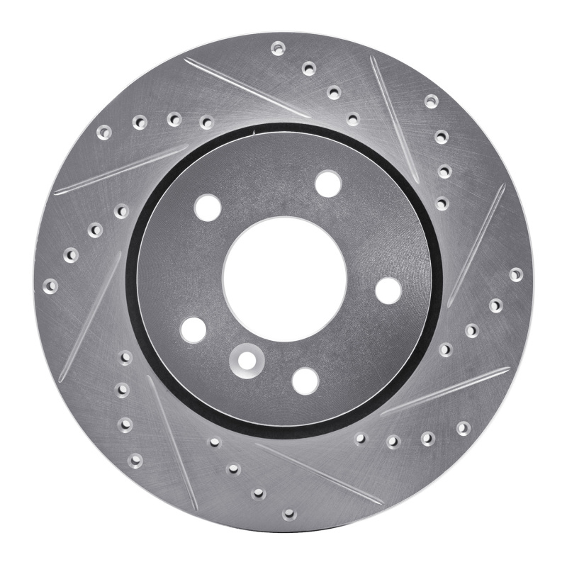 Land Rover Range Rover Brake Rotor (1) - Front Right - R1 Concepts - Drilled & Slotted - Silver - `94-`02